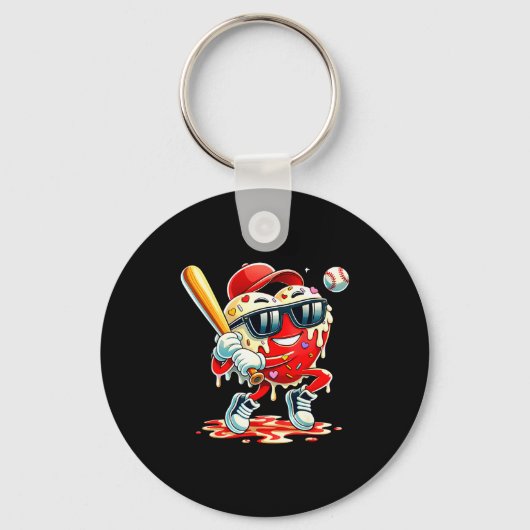 Porte-clés Valentines Day Heart Baseball Drip Ice Cream Boys  (Recto)