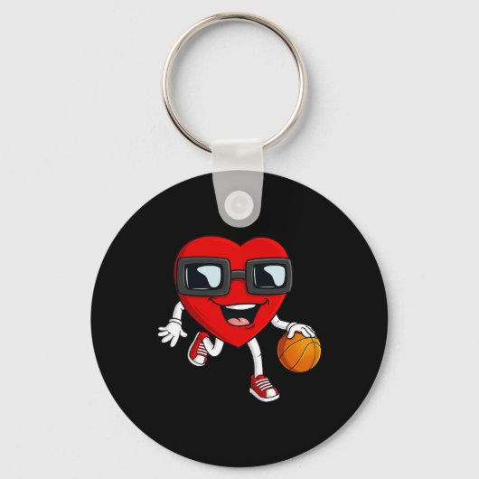 Porte-clés Valentines Day Heart Dribbling Basketball Boys Gir (Recto)