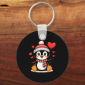 Porte-clés Valentine's Day Penguin Heart Balloon Cute (Recto)