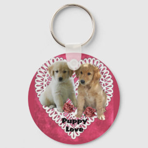 Porte-clés Valentines de marionnettes Golden Retriever