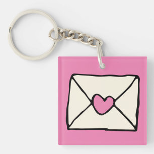 Porte-clés Valentines Doodles Rose Heart Love Note Clip Art