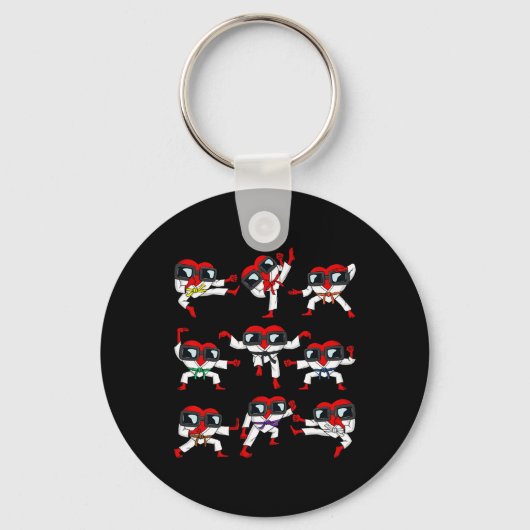 Porte-clés Valentines Jour Coeurs Karate Martial Arts Garçons (Recto)