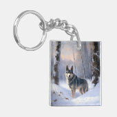 Porte-clés Vallhund suédois Laisser neiger Noël (Devant gauche)