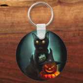 Porte-clés Vampire Chat et Assistant Citrouille Halloween Sur (Recto)
