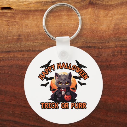 Porte-clés Vampire Chat Halloween Citrouille Chat Éffrayant F (Verso)