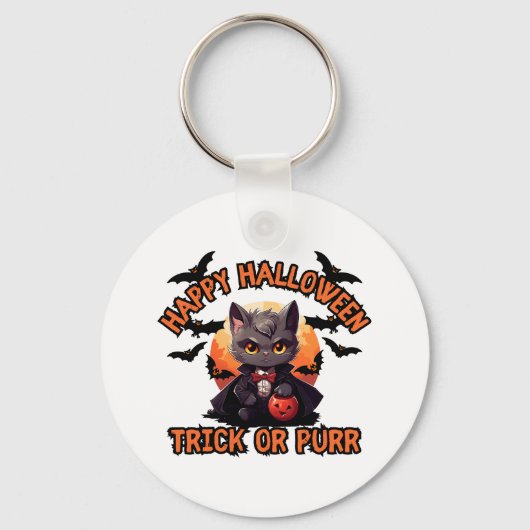 Porte-clés Vampire Chat Halloween Citrouille Chat Éffrayant F (Verso)