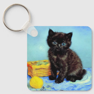 Porte-clés Van Gogh Black Kitten avec fils