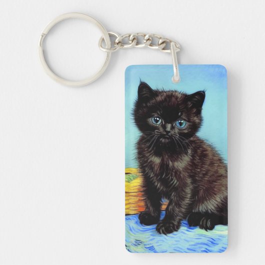 Porte-clés Van Gogh Black Kitten avec fils (Devant)
