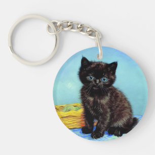 Porte-clés Van Gogh Black Kitten avec fils