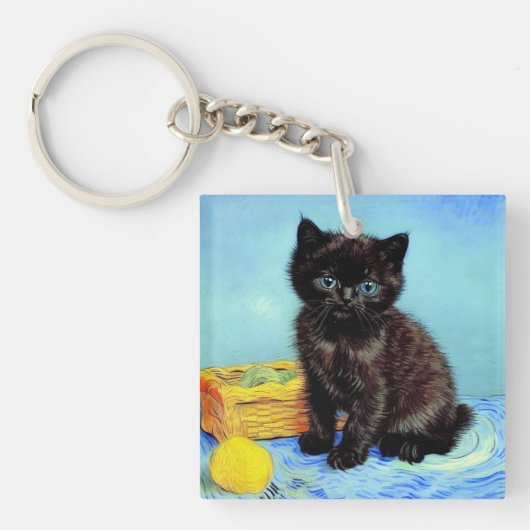 Porte-clés Van Gogh Black Kitten avec fils (Devant)