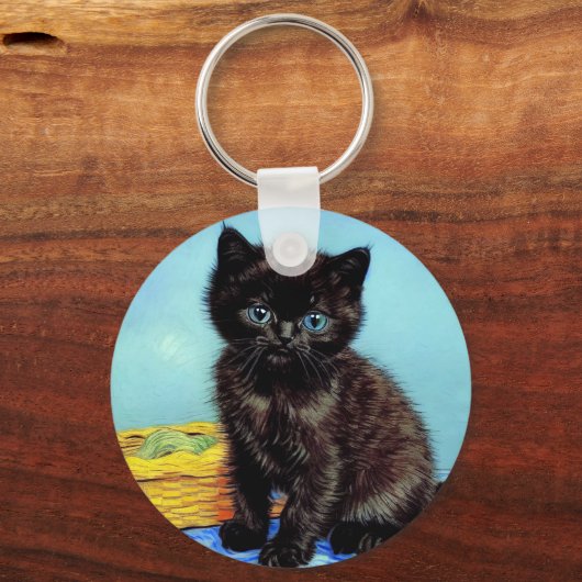 Porte-clés Van Gogh Black Kitten avec fils (Verso)