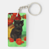 Porte-clés Van Gogh Black Kitten Fleurs rouges (Dos)