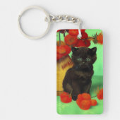 Porte-clés Van Gogh Black Kitten Fleurs rouges (Devant)