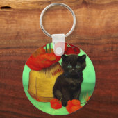 Porte-clés Van Gogh Black Kitten Fleurs rouges (Verso)