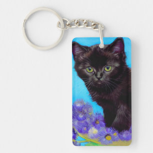 Porte-clés Van Gogh Chat et fleurs