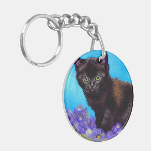 Porte-clés Van Gogh Chat et fleurs (Devant gauche)