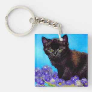 Porte-clés Van Gogh Chat et fleurs