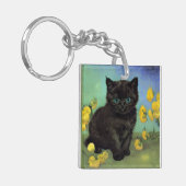 Porte-clés Van Gogh Chat noir Fleurs jaunes (Devant gauche)