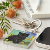Porte-clés Van Gogh Chat noir Fleurs jaunes (Devant Droit)