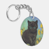 Porte-clés Van Gogh Chat noir Fleurs jaunes (Devant gauche)