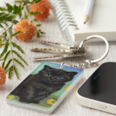 Porte-clés Van Gogh Chat noir Fleurs jaunes (Devant droit)