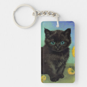 Porte-clés Van Gogh Chat noir Fleurs jaunes