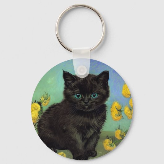 Porte-clés Van Gogh Chat noir Fleurs jaunes (Recto)