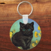 Porte-clés Van Gogh Chat noir Fleurs jaunes (Verso)