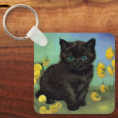 Porte-clés Van Gogh Chat noir Fleurs jaunes (Recto)