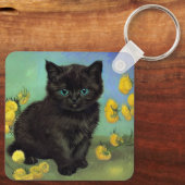 Porte-clés Van Gogh Chat noir Fleurs jaunes (Verso)