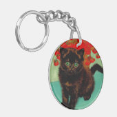 Porte-clés Van Gogh Chat noir Fleurs rouges (Devant gauche)