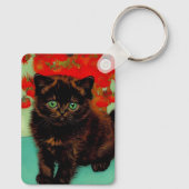 Porte-clés Van Gogh Chat noir Fleurs rouges (Verso)