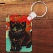 Porte-clés Van Gogh Chat noir Fleurs rouges (Verso)