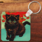 Porte-clés Van Gogh Chat noir Fleurs rouges (Verso)