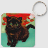 Porte-clés Van Gogh Chat noir Fleurs rouges (Dos)