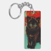 Porte-clés Van Gogh Chat noir Fleurs rouges (Devant gauche)