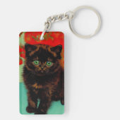 Porte-clés Van Gogh Chat noir Fleurs rouges (Dos)