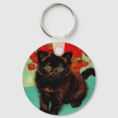 Porte-clés Van Gogh Chat noir Fleurs rouges (Verso)