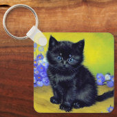Porte-clés Van Gogh Chat noir Fleurs violettes (Recto)