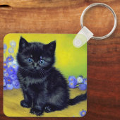 Porte-clés Van Gogh Chat noir Fleurs violettes (Verso)