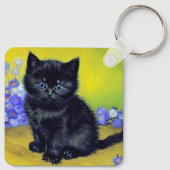 Porte-clés Van Gogh Chat noir Fleurs violettes (Dos)