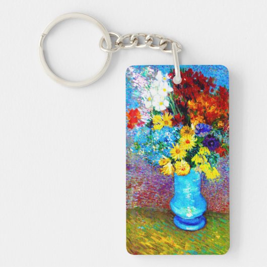 Porte-clés Van Gogh Flowers dans un Vase Bleu (Devant)