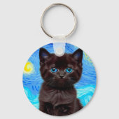 Porte-clés Van Gogh Starry Night Black Cat (Verso)