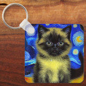 Porte-clés Van Gogh Starry Nuit Siamese Cat (Recto)