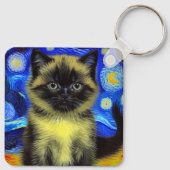 Porte-clés Van Gogh Starry Nuit Siamese Cat (Dos)
