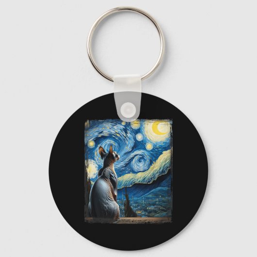 Porte-clés Van Gogh Starry Style de nuit Sphynx Artistique Ch (Recto)