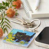 Porte-clés Van Gogh Style Chat avec tournesol (Devant Droit)