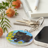 Porte-clés Van Gogh Style Chat avec tournesol (Devant droit)