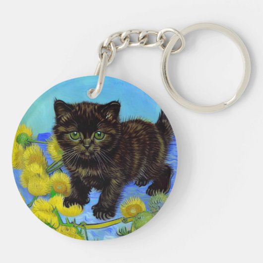 Porte-clés Van Gogh Style Chat avec tournesol (Dos)