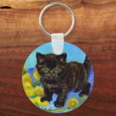 Porte-clés Van Gogh Style Chat avec tournesol (Recto)